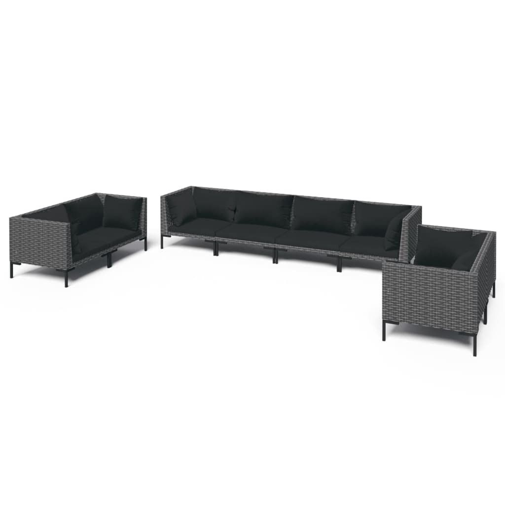 4-Piece Patio Lounge Set - Dark Gray Poly Rattan Outdoor Sectional Sofa with Black Cushions | Water-Resistant & UV-Protected for Backyard, Poolside & Garden Relaxation