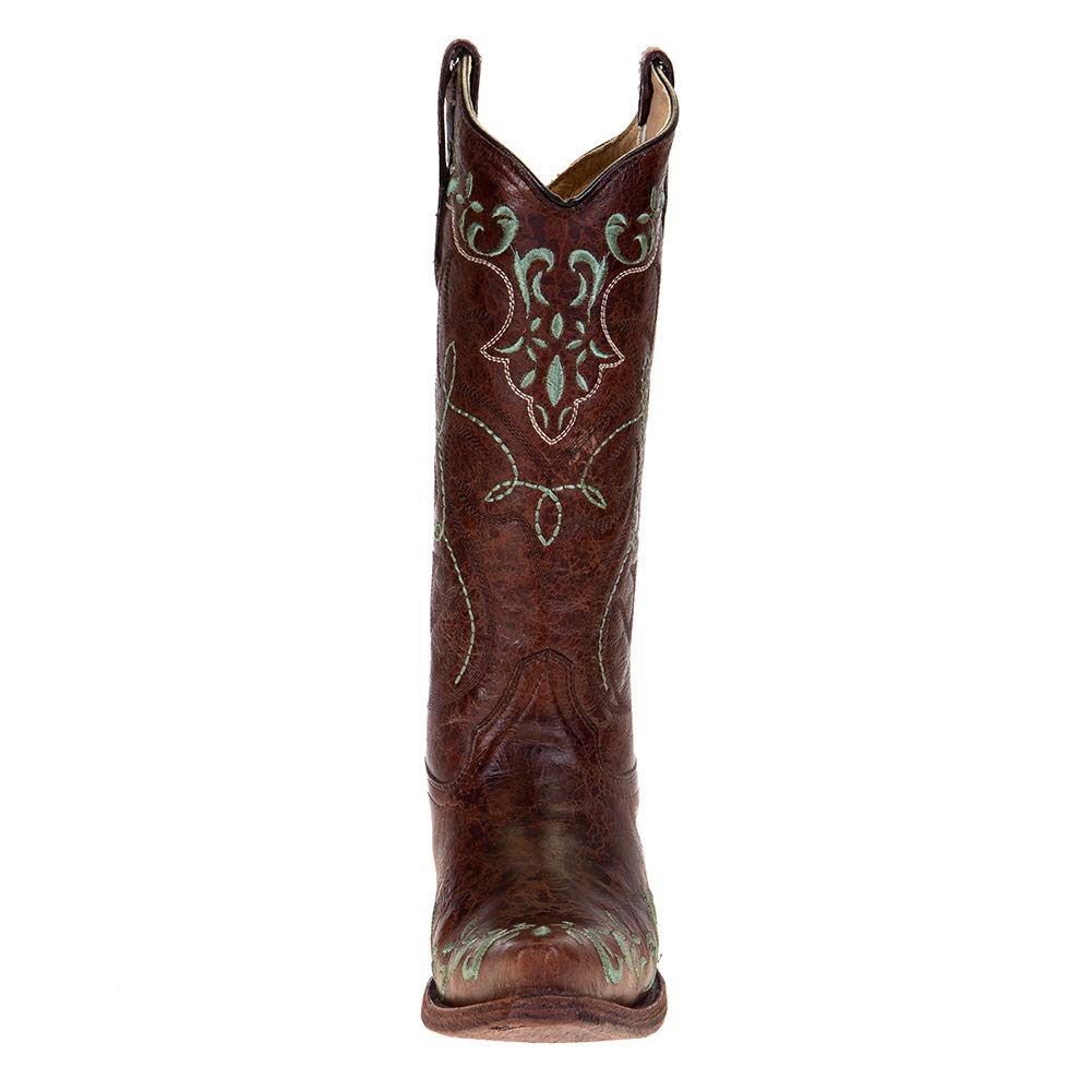Women's Corral Boots - Turquoise Embroidered Snip Toe Western Boots Size 6 B in Brown | Perfect for Country Dancing, Rodeos & Western Fashion Outfits