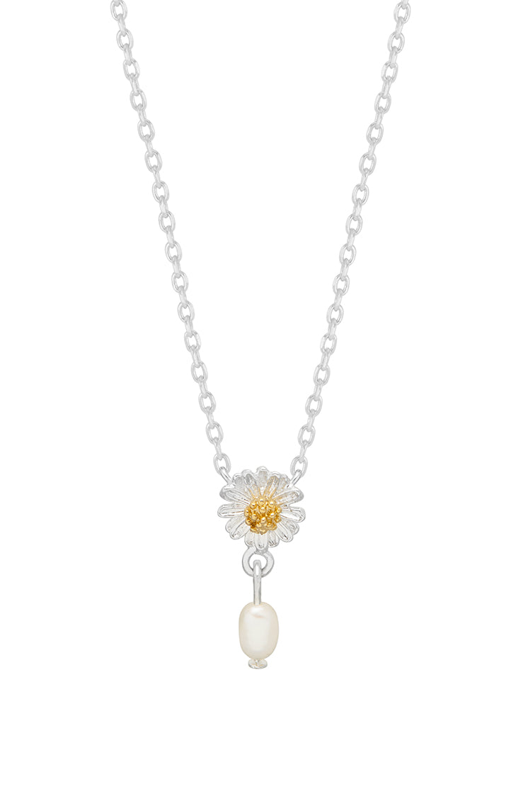 Elegant Wildflower Pearl Drop Necklace - Dainty Floral Pendant Jewelry for Women | Perfect for Weddings, Date Nights & Special Occasions