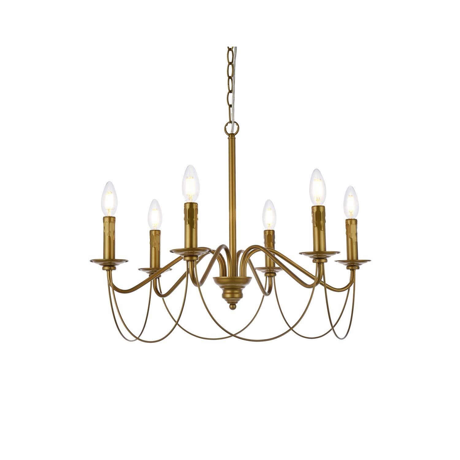 Westley 6-Light Brass Pendant Lighting Fixture - Modern Dining Room Chandelier for Kitchen Island, Foyer & Bedroom Decor