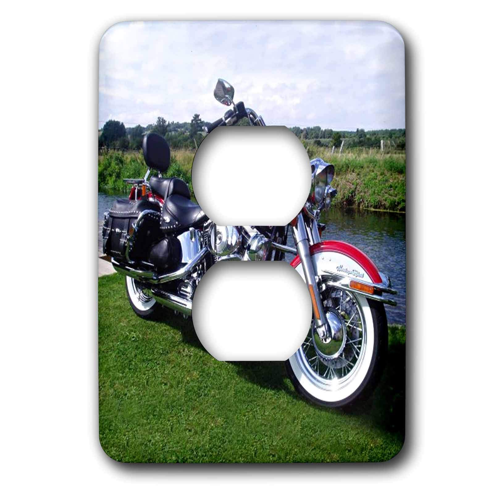 3D Rose FLSTC Fat Boy Motorcycle Light Switch Cover - Decorative Wall Plate for Home, Office, or Garage - Perfect for Biker Enthusiasts and Motorcycle Lovers