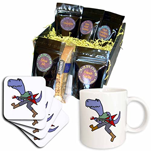 3dRose Funny Cute T-Rex Dinosaur Playing Electric Guitar Rock Music Lover Gift - Coffee Mug Gift Basket for Birthday, Christmas, Office Decor (cgb_352597_1) - Perfect for Dinosaur Fans, Music Lovers & Coffee Drinkers