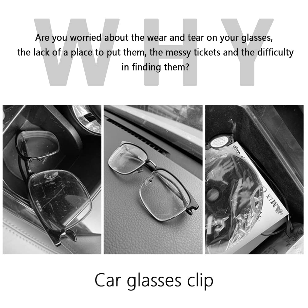 OFBAND Magnetic Sunglass Holder for Car Visor - PU Leather Car Organizer for Glasses, Tickets & Cards - Universal Car Accessories Interior (Black) - Perfect for Road Trips, Commuting & Keeping Your Car Tidy