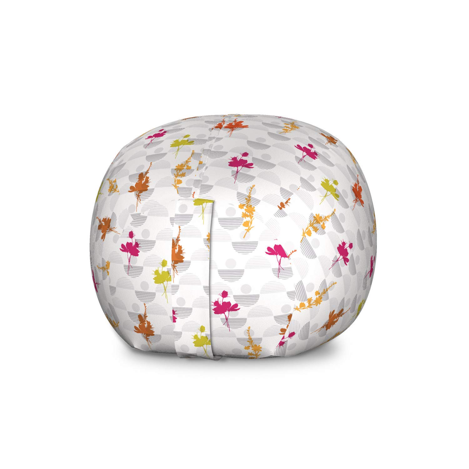 Ambesonne Floral Storage Toy Bag Chair - Large Washable Stuffed Animal Organizer with Wildflower Silhouette Design | Perfect for Kids' Room, Nursery & Playroom Organization