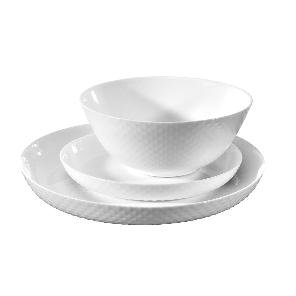 Premium Diamond White 12-Piece Dinnerware Set - Elegant Porcelain Plates, Bowls & Cups - Perfect for Formal Dining, Wedding Gifts & Holiday Entertaining