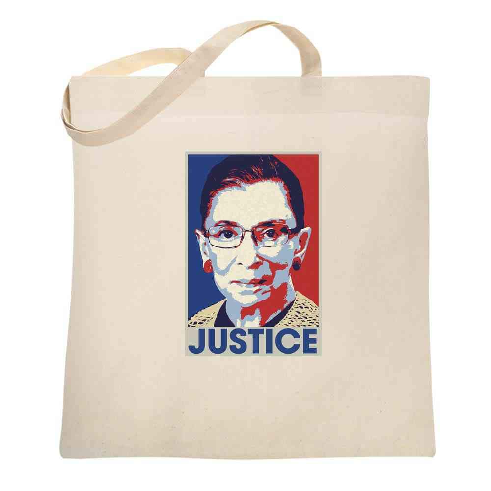 Pop Threads Ruth Bader Ginsburg Justice Pop Art RIP RBG Canvas Tote Bag - Feminist Gift, Supreme Court Tribute, Reusable Shopping Bag for Work, Gym & Protest Rallies