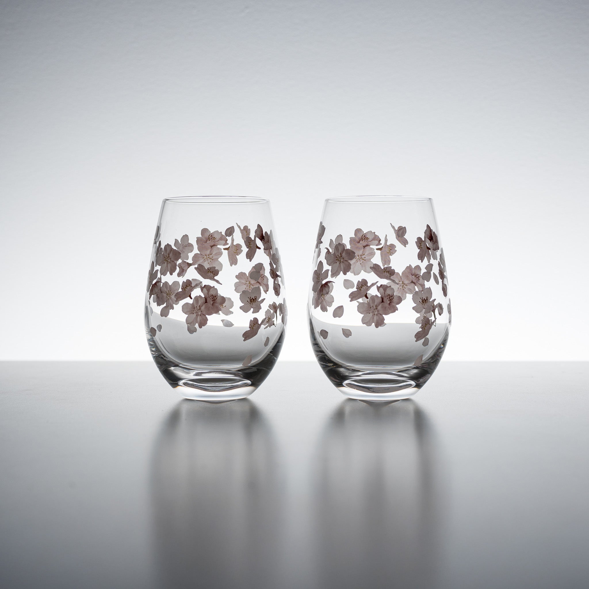 Sakura Flower Pair Tumbler Glass Set - 16oz Japanese Cherry Blossom Drinking Glasses for Tea, Juice & Cocktails - Perfect for Spring Parties, Romantic Dinners & Home Decor