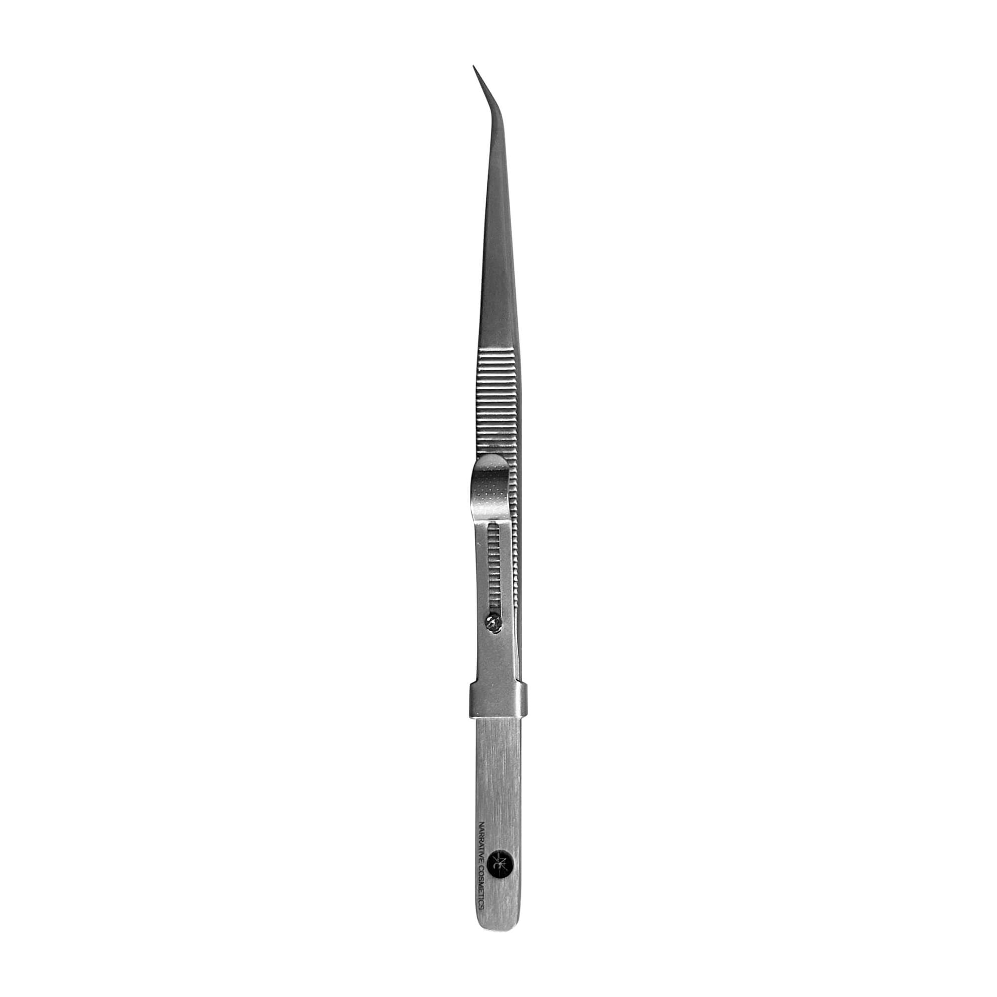 Premium Stainless Steel Tweezers with Sliding Lock - Professional Slant Tip for Eyebrow Plucking, Splinter Removal & Crafting - Ideal for Beauty, First Aid & DIY Projects