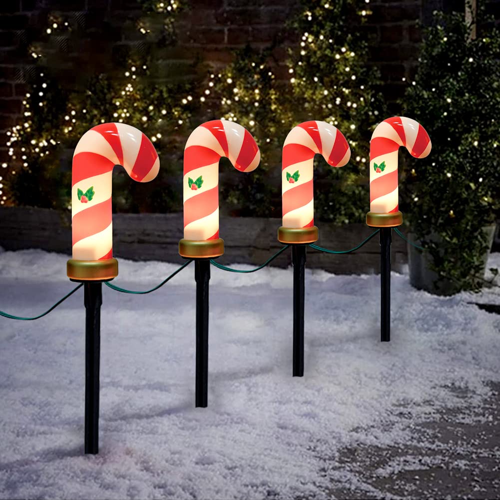 Pallerina 7Ft Christmas Candy Cane Pathway Lights - Outdoor Decorative C7 Bulb Candy Canes for Yard, Patio, Garden & Walkway | Perfect for Holiday Decorations, Winter Parties & Festive Outdoor Lighting