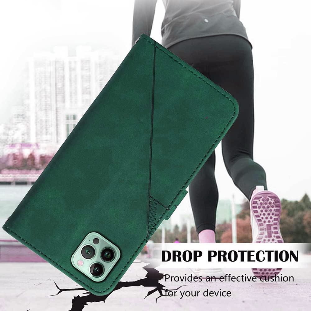 Leather Magnetic Flip Wallet Case for Apple iPhone 7/8/SE 2020 - PU Shockproof Protective Cover with Credit Card Holder, Wrist Strap & Kickstand | Business & Everyday Use (Green)