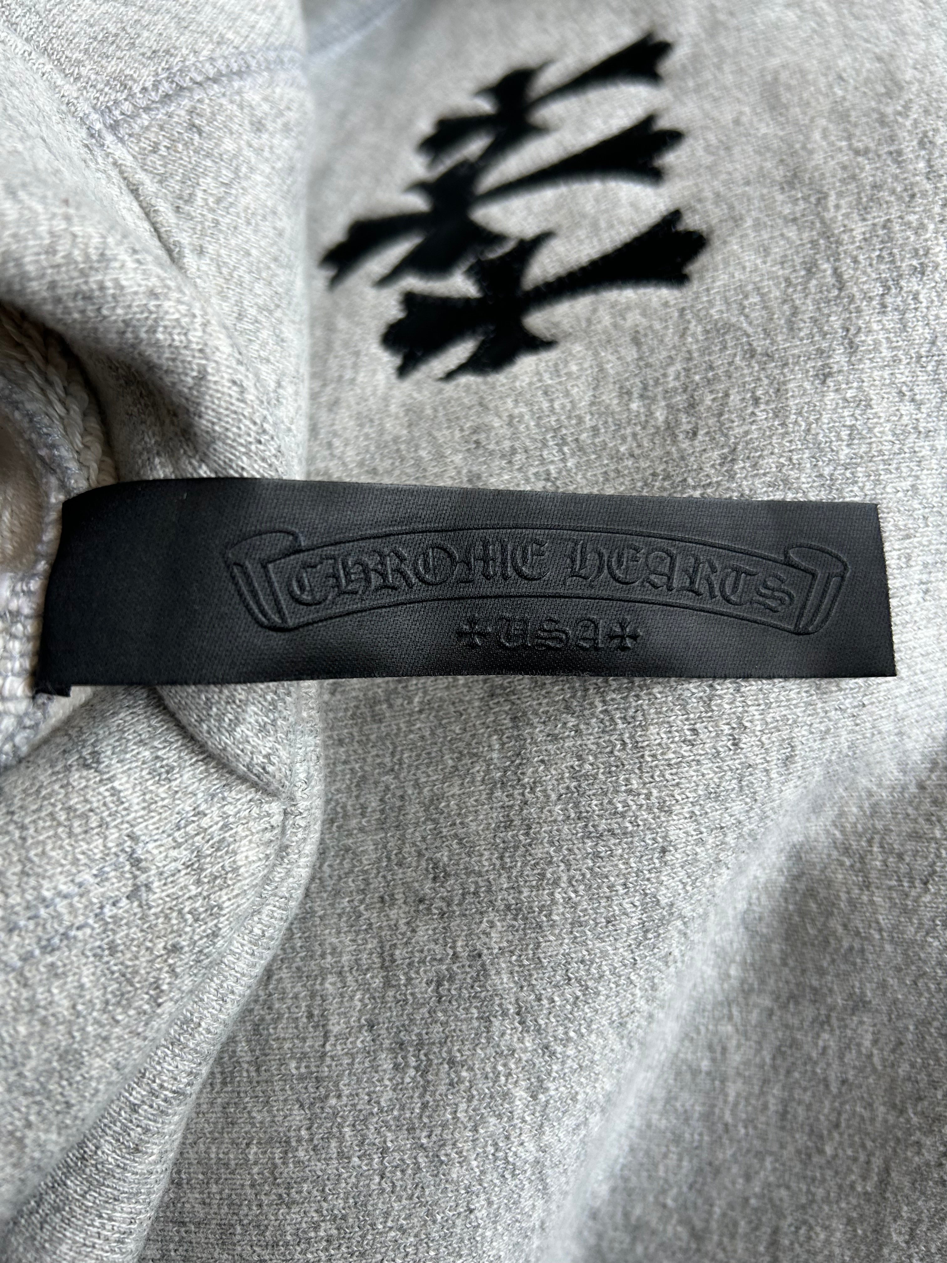 Chrome Hearts Grey & Black Triple Cross CH Logo Embroidered Hoodie for Men - Gothic Streetwear Fashion for Casual Wear & Urban Style