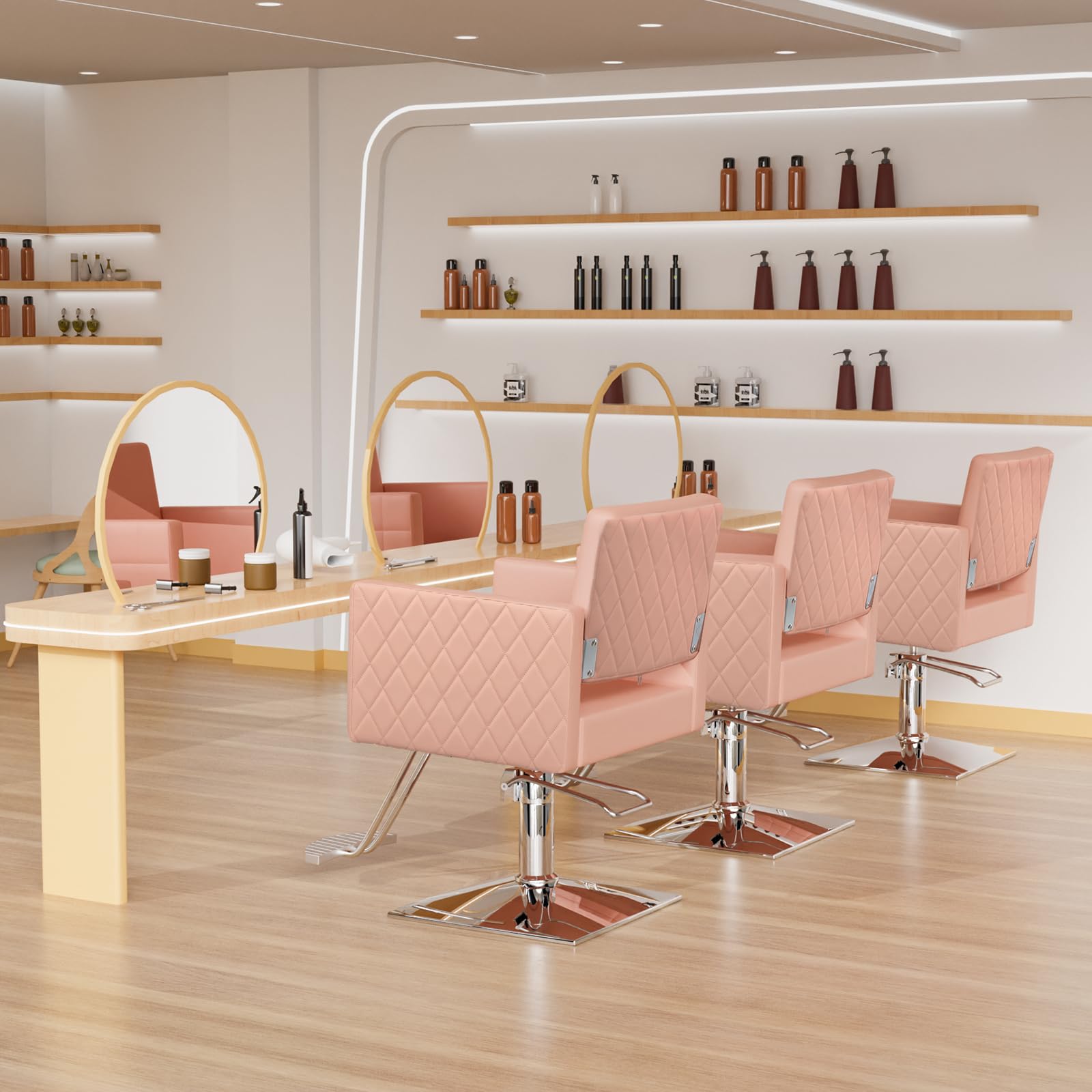 Pink Hydraulic Salon Chair for Hair Stylists - Wide Seat & Aluminum Alloy Footrest - Heavy Duty Barber Chair for Beauty Salon, Spa & Cosmetology - Perfect for Hairdressing, Styling & Professional Salon Equipment