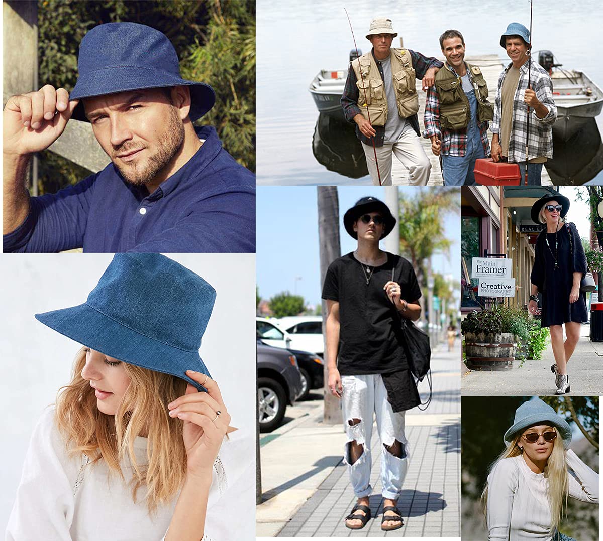 Zylioo XX-Large Denim Bucket Sun Hat for Women - Oversized Packable Fisherman Hat with Adjustable Drawstring, Foldable Jean Summer Beach Hat - Perfect for Travel, Vacation, and Outdoor Activities