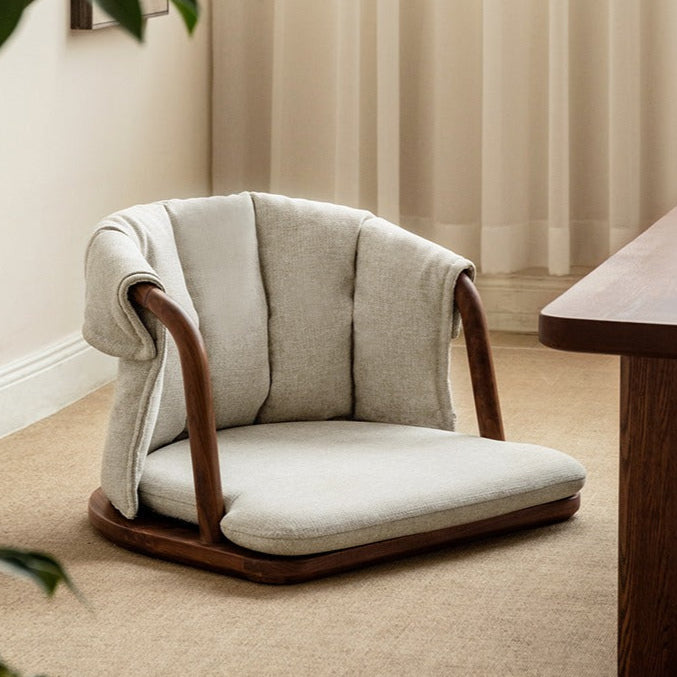 Premium Black Walnut & Ash Solid Wood Meditation Chair - Ergonomic Tatami Style with Soft Backrest for Yoga, Zen Sitting, and Home Relaxation