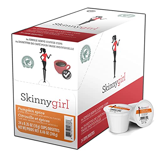 Skinnygirl Pumpkin Spice Coffee Pods for Keurig K-Cups - Medium Roast Recyclable Single-Serve Coffee (24 Count) - Perfect for Fall Mornings & Cozy Evenings