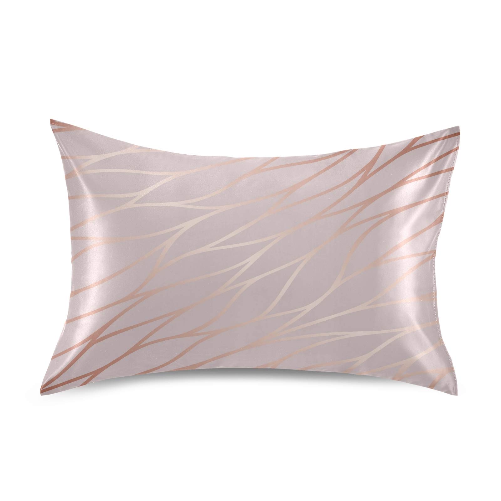 Qilmy Pink Leaf Texture Satin Pillowcase Set - Soft, Breathable, Standard Size 20×26 Inches - Perfect for Bedroom Decor & Hair Care While Sleeping