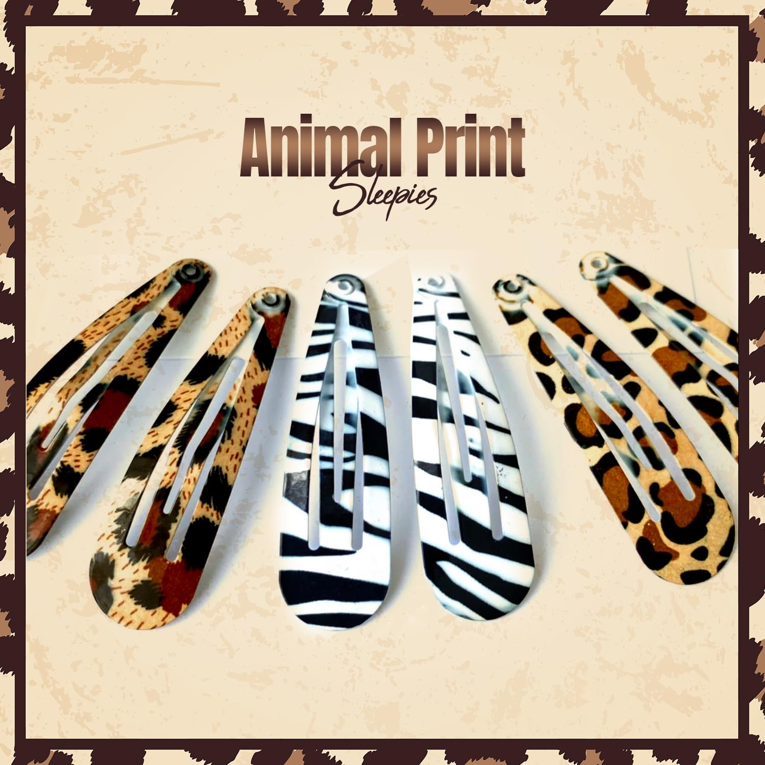 Sparkly Snap Hair Clips 6PCS - Glitter Bendies Sleepies Hair Accessories for Girls & Women (Animal Print, 5CM) - Perfect for School, Christmas, Parties & Everyday Styling