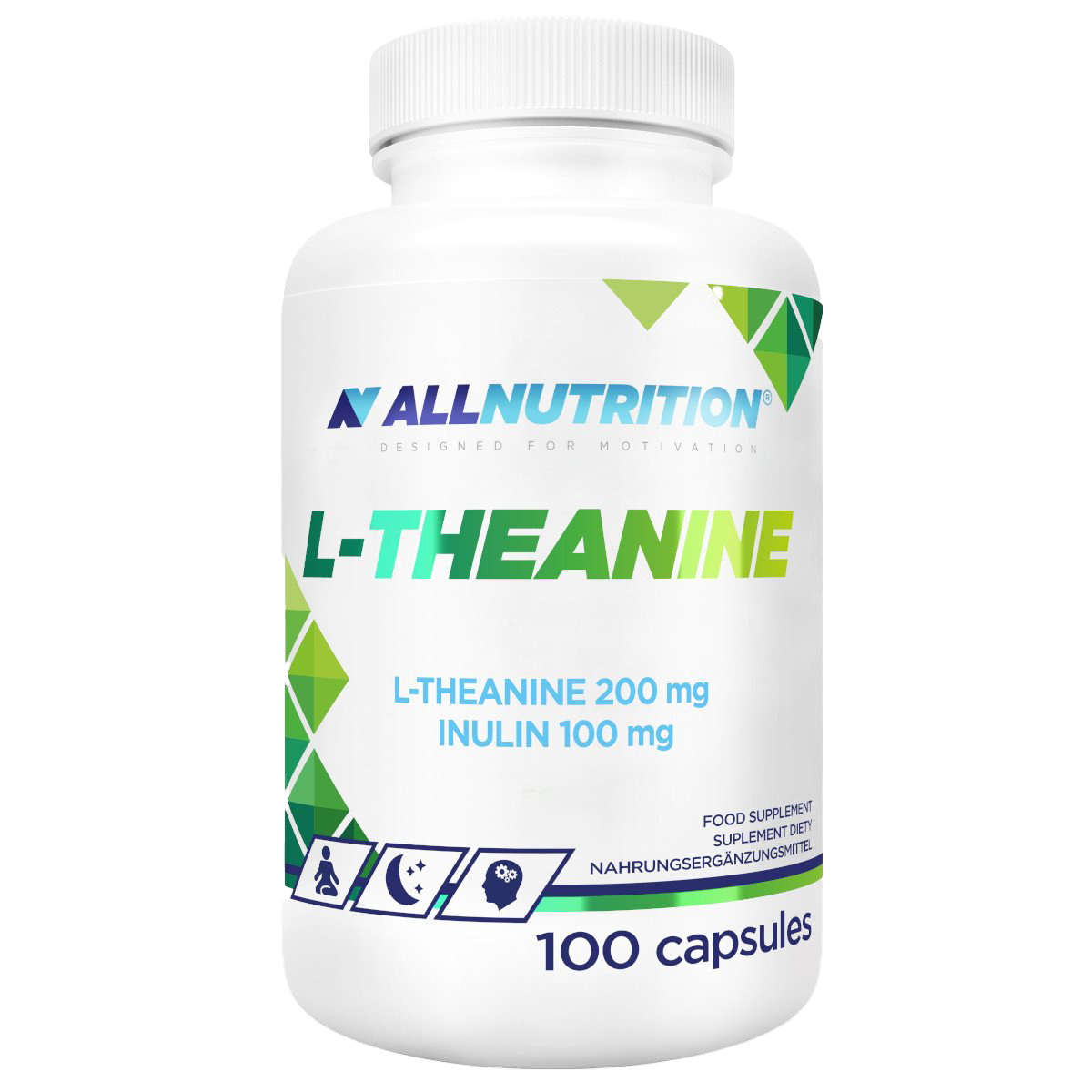 Allnutrition L-Theanine 100 Capsules - Natural Stress Relief & Relaxation Supplement for Focus, Sleep & Anxiety Support