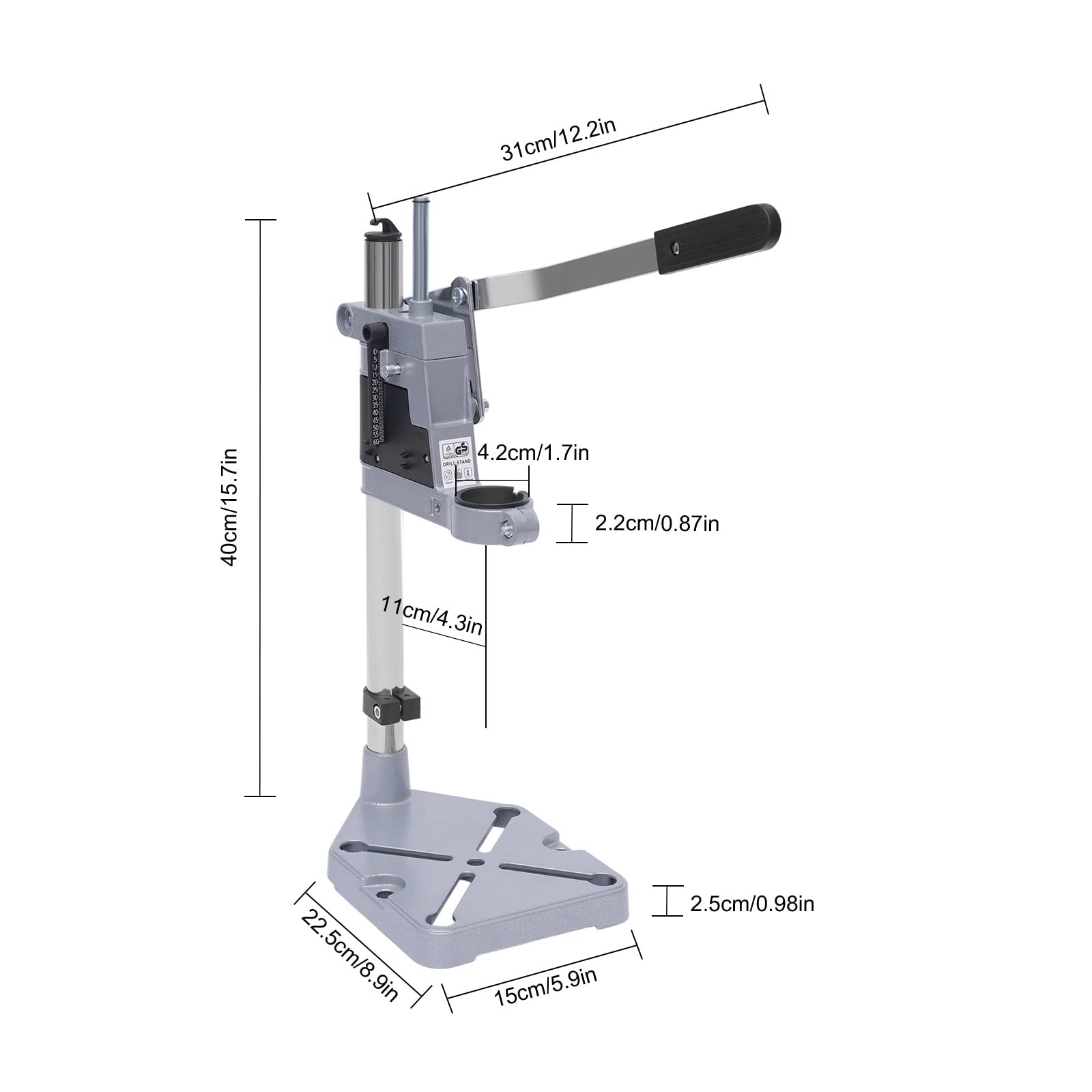 Universal Benchtop Drill Press Stand - Adjustable Chuck Holder for Hand Drills & Mini Drill Presses | Durable Aluminum Alloy Base | Perfect for Woodworking, Metalworking & DIY Projects