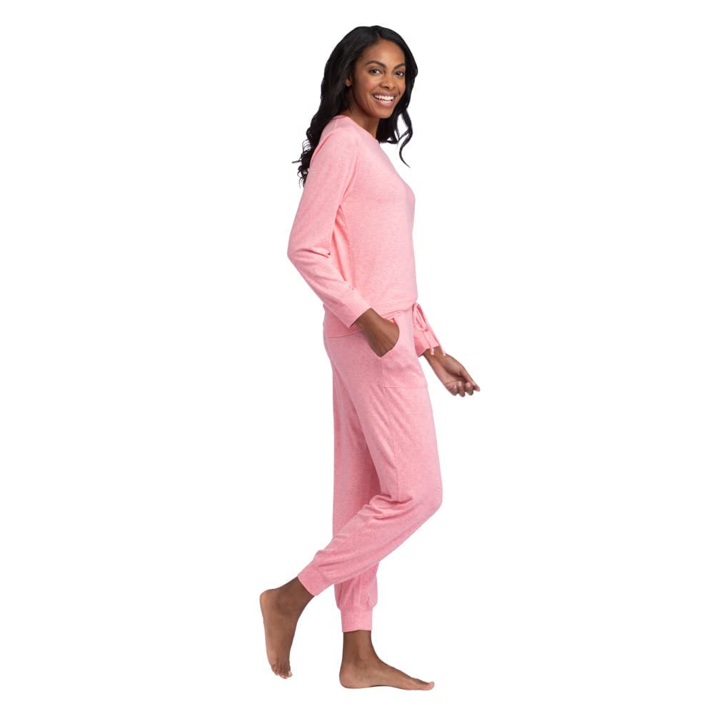 Ultra Soft Women's 2-Piece Jersey Lounge Set - Comfortable Crew Neck Summer Loungewear for Relaxation & Sleep | Perfect for Home, Yoga, and Travel