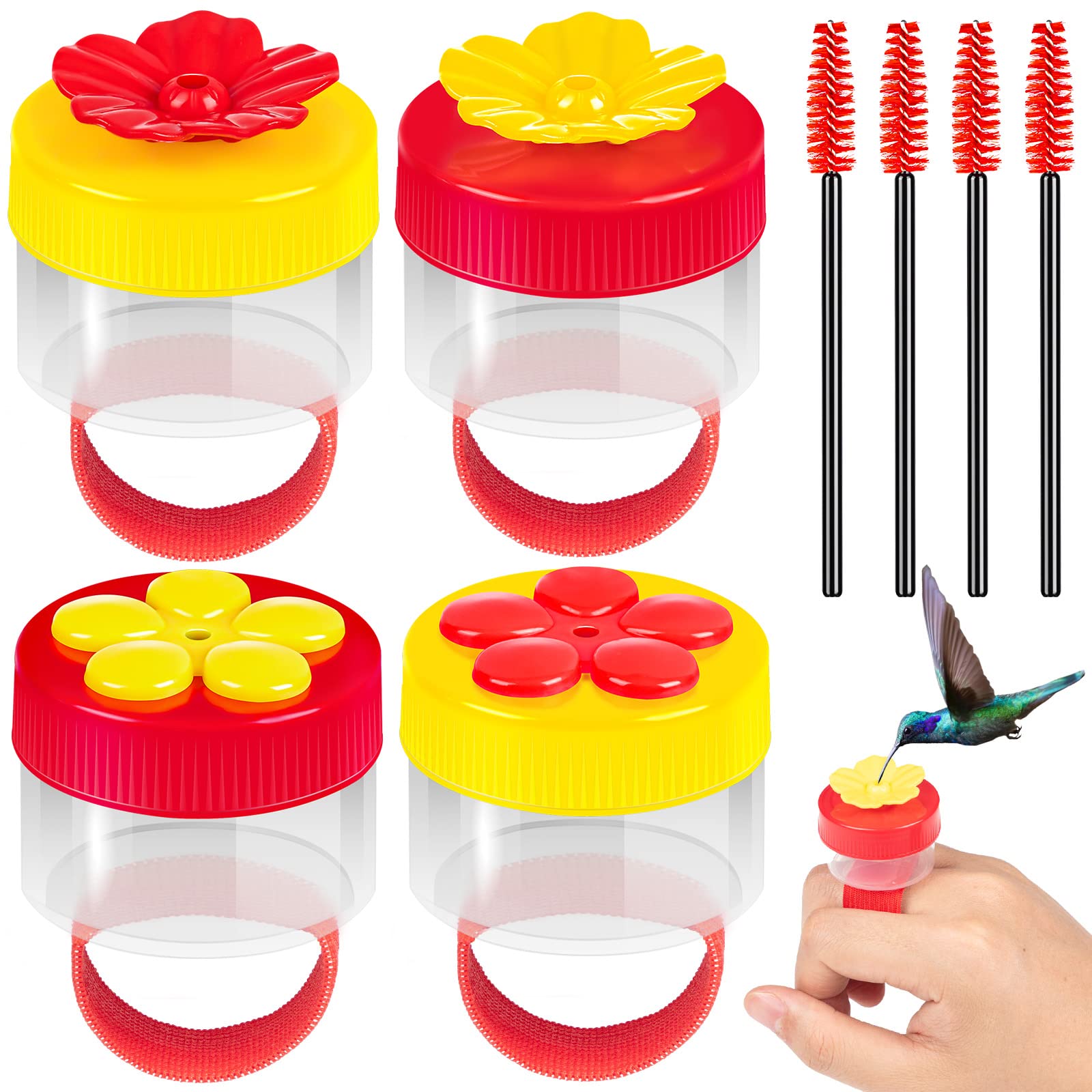 Handheld Hummingbird Feeder Kit - 4Pcs with Cleaning Brushes for Outdoor Bird Watching