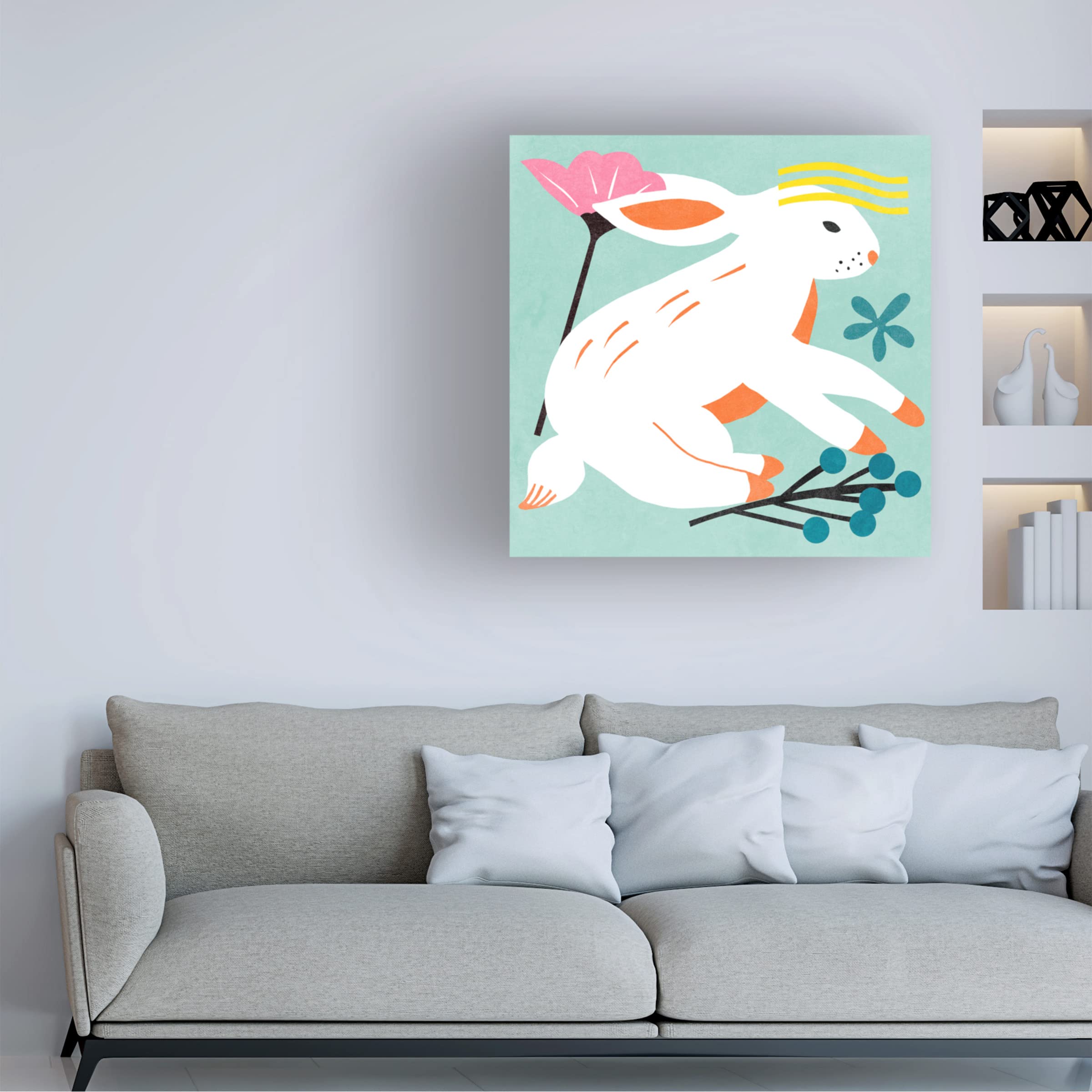Trademark Fine Art 'Easter Bunnies III' Canvas Wall Art Print by Melissa Wang - 24x24 Inches, Easter Home Decor, Spring Living Room Decor, Holiday Gift Idea