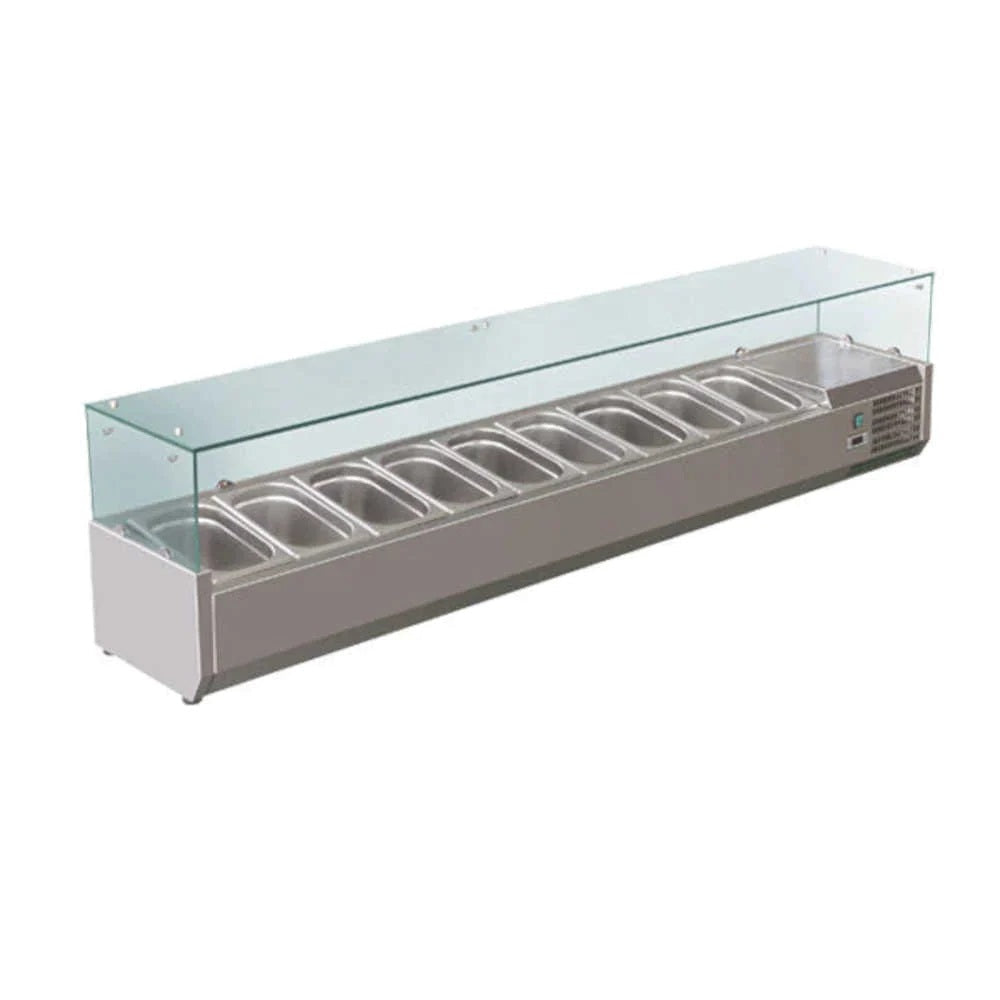 Commercial AG Bench Top Saladette & Pizza Display Case - 2000mm Wide for Restaurants, Delis & Cafes - Perfect for Fresh Food Presentation & Storage