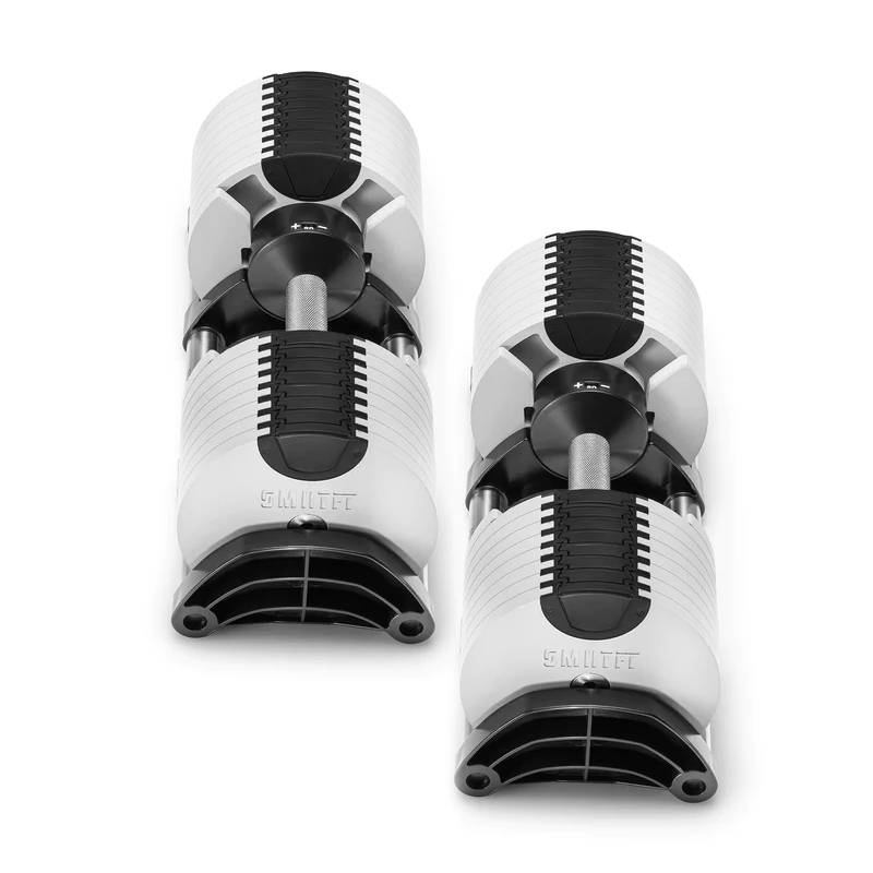 SMRTFT Nüobells 5-80lb Adjustable Dumbbell Pair - Ash Gray - Home Gym Equipment for Strength Training & Weight Lifting