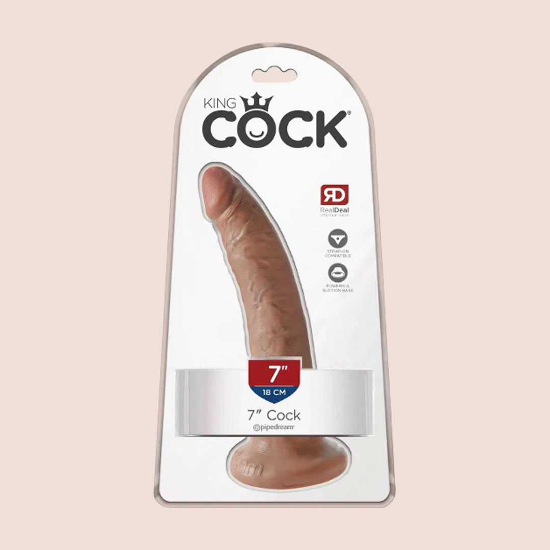 King Cock Ultra Realistic 7-Inch Dildo - Lifelike Silicone Adult Toy for Solo Play & Couples Use - Perfect for Bedroom Fun & BDSM Scenes