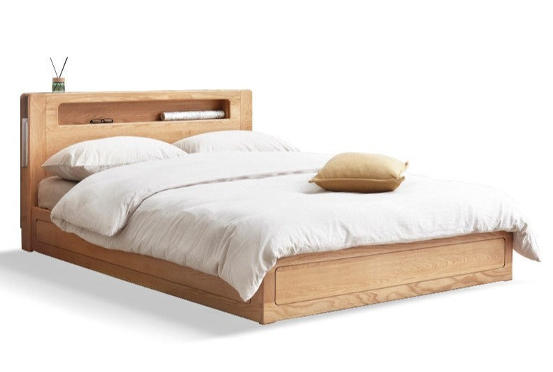 Premium Oak Solid Wood Luminous Box Bed - Durable Nightstand with Glow-in-the-Dark Features for Bedroom, Guest Room, and Kids Room Decor