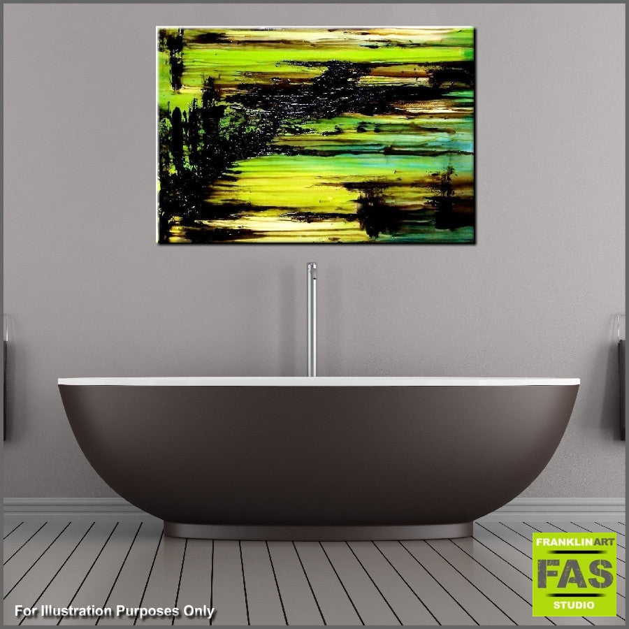 Abstract Lime Green Wall Art - Modern Canvas Painting for Home & Office Decor | Perfect for Living Room, Bedroom, or Workspace