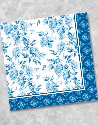 Premium Blue Porcelain Beverage Napkins - Set of 40 - Elegant Disposable Drink Coasters for Parties, Weddings & Home Decor - Absorbent & Stylish Paper Napkins