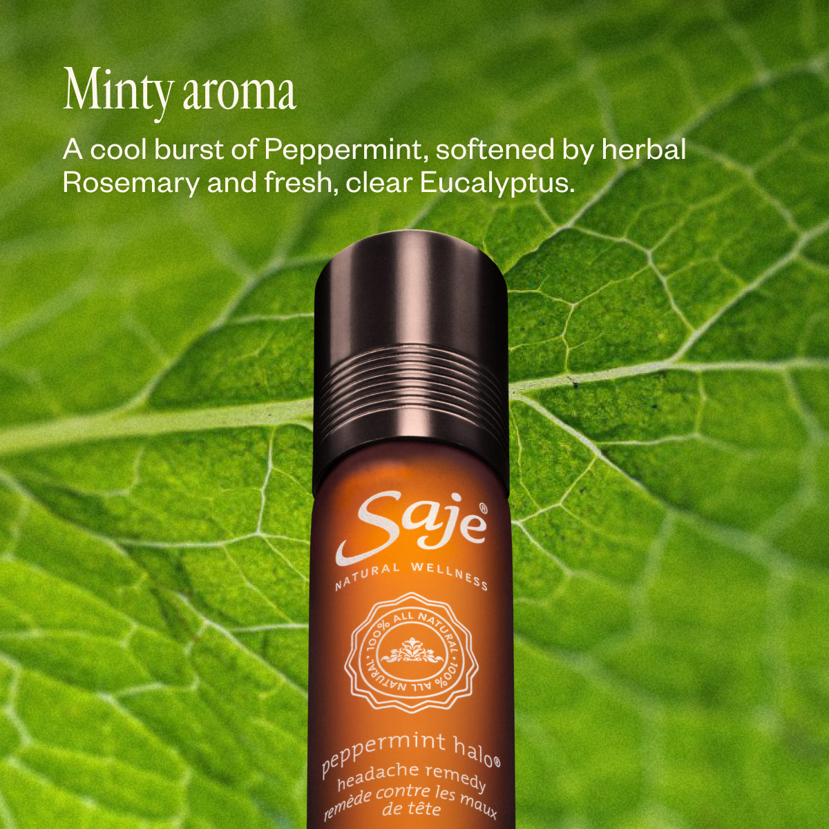 Peppermint Halo Headache Relief Roll-On - Natural Migraine & Tension Relief - Portable Aromatherapy for On-the-Go Pain Management