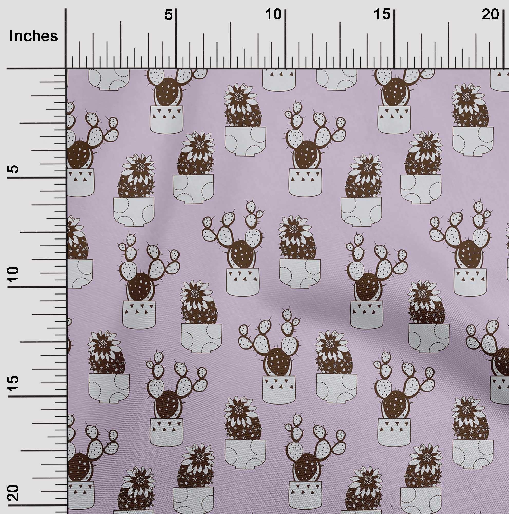 oneOone Cotton Cambric Pink Cactus Print Fabric by The Yard - 42 Inch Wide Soft Dress Material for DIY Summer Dresses, Skirts & Home Decor Projects
