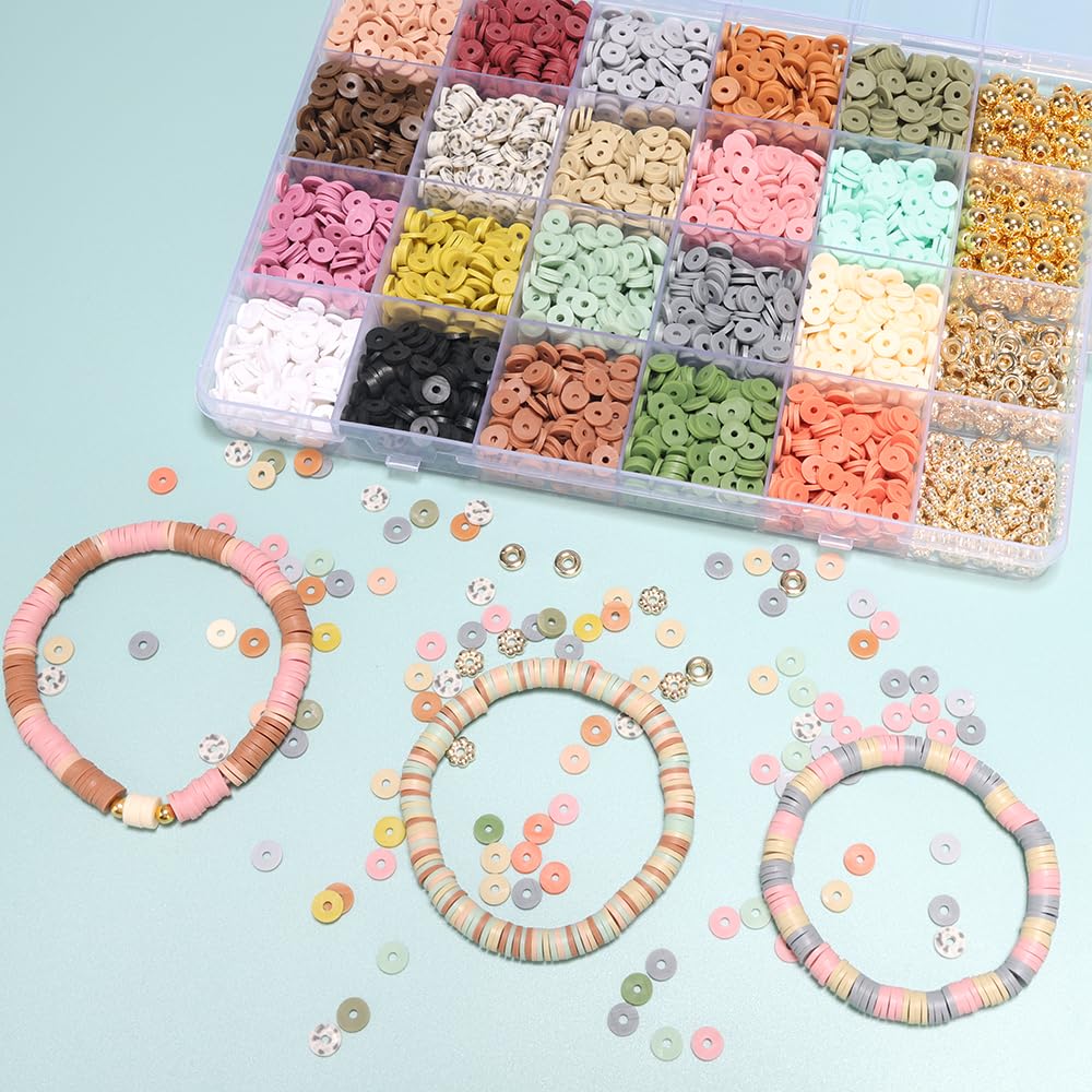DIY Jewelry Making Kit - Polymer Clay Beads & Flat Preppy Beads for Bracelets, Necklaces & Friendship Crafts - Perfect Gift for Teens & Adults - Creative Art Projects, Party Favors & Relaxation Activities