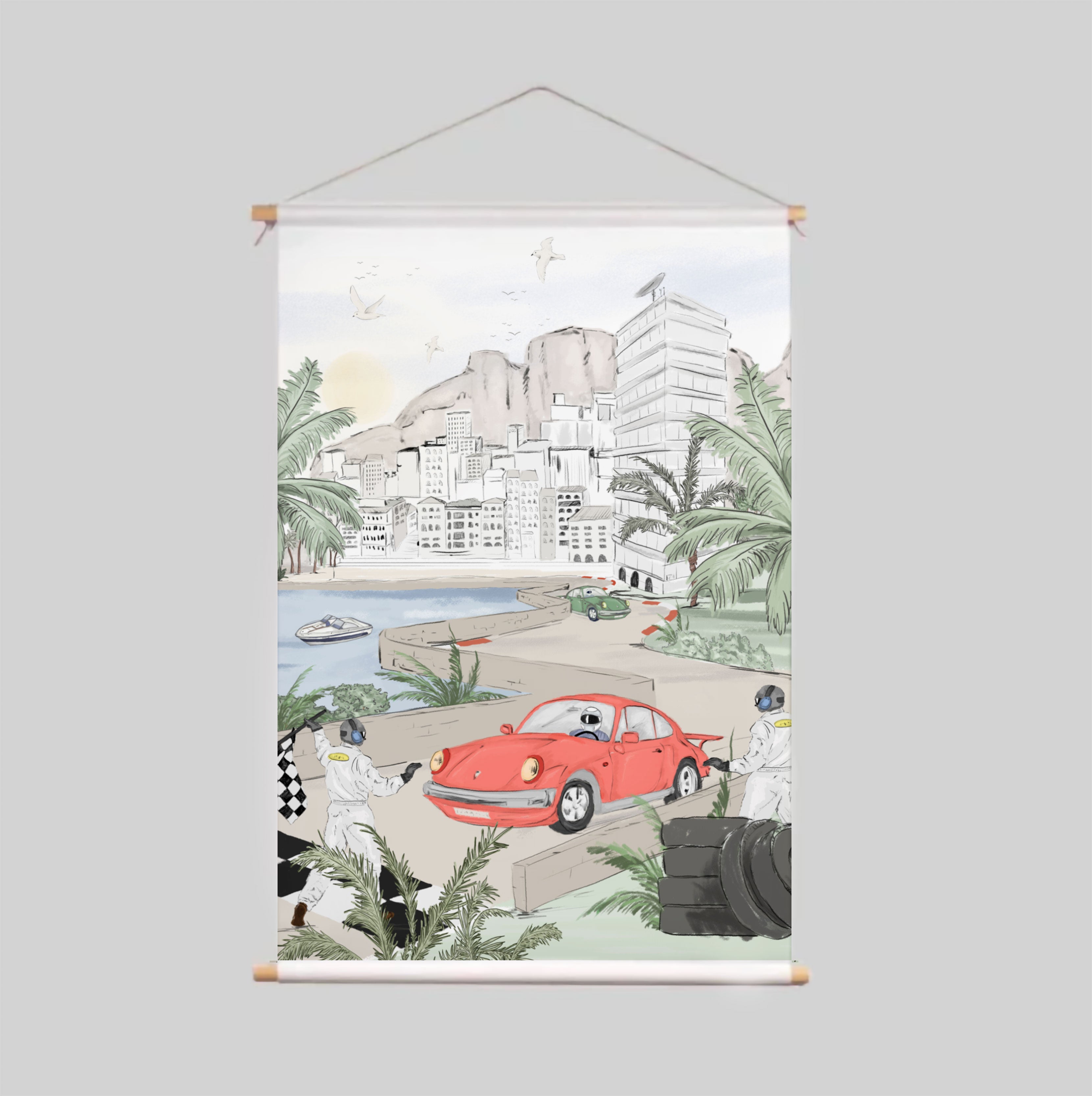 Monaco Themed Textile Poster - Vintage Style Fabric Wall Art for Home & Office Decor - Perfect for Living Room, Bedroom, or Gift Giving