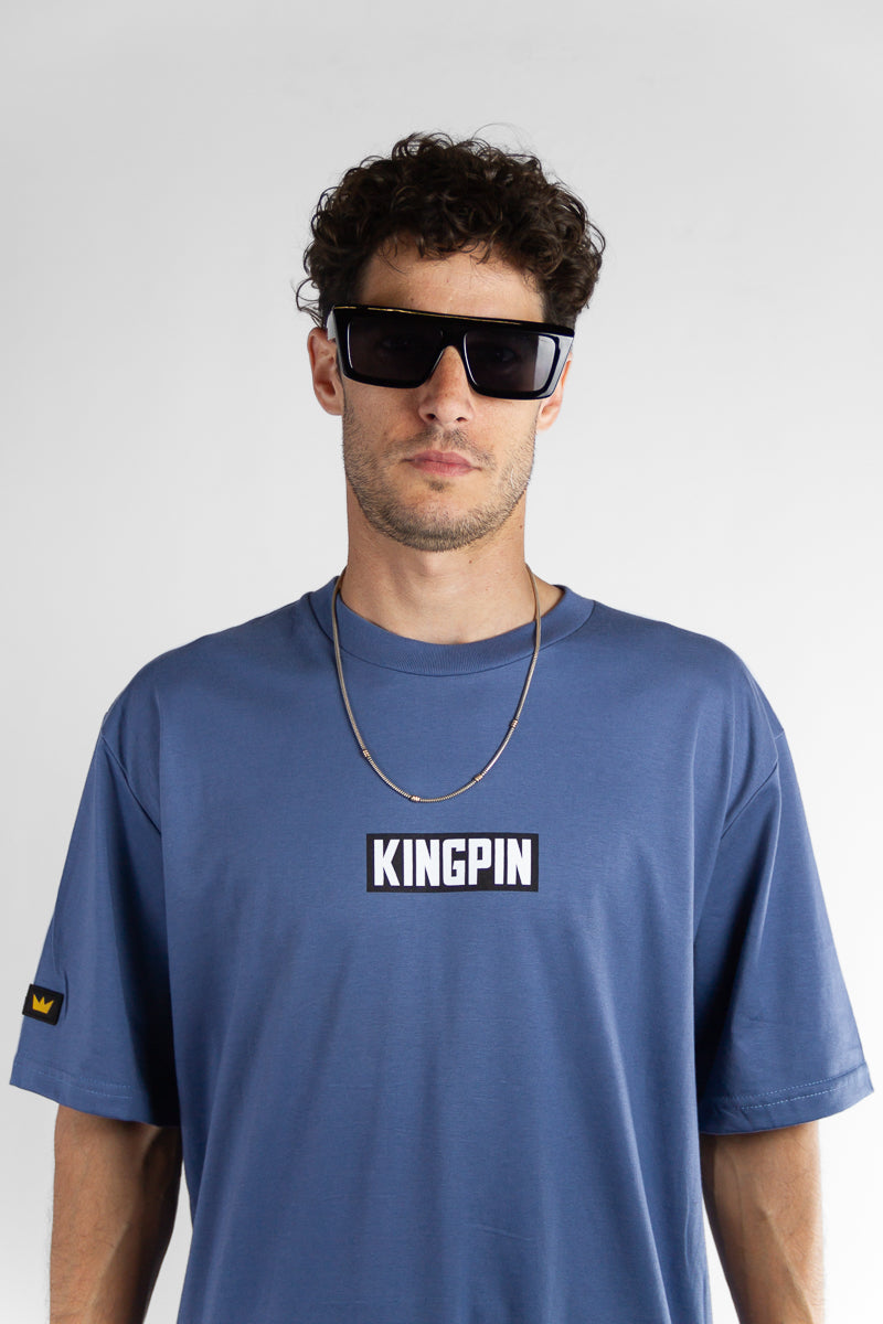 Kingpin H Regular T-Shirt for Men - Soft Cotton Casual Tee in Blue - Perfect for Everyday Wear, Gym & Street Style