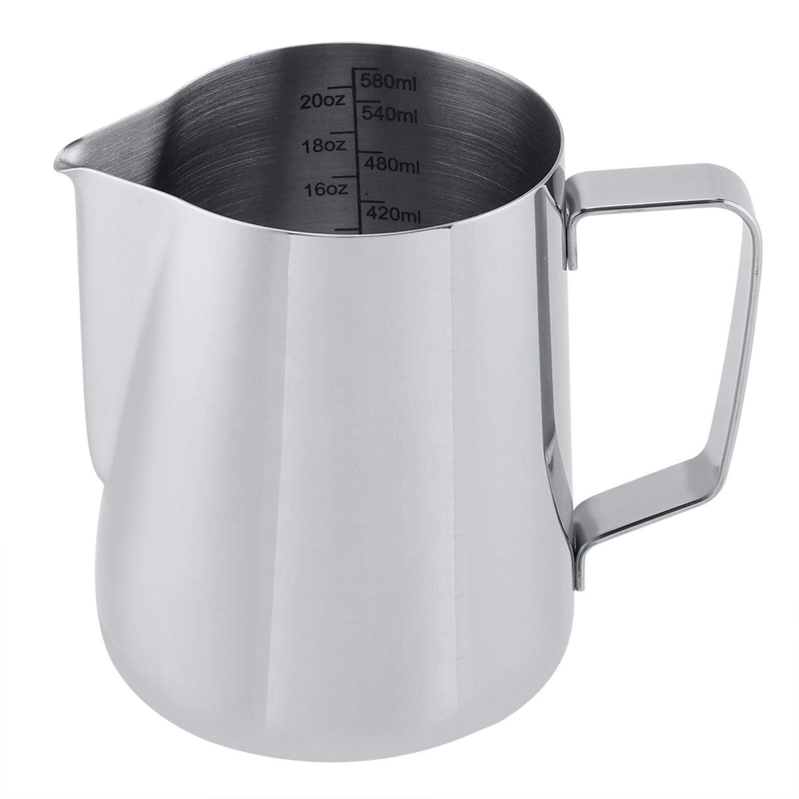 Premium Stainless Steel Milk Frothing Pitcher 600ml - Commercial Grade Barista Milk Frother Jug for Espresso Machines, Latte Art, Cappuccino & Coffee Making - Ideal for Home Baristas & Coffee Shops