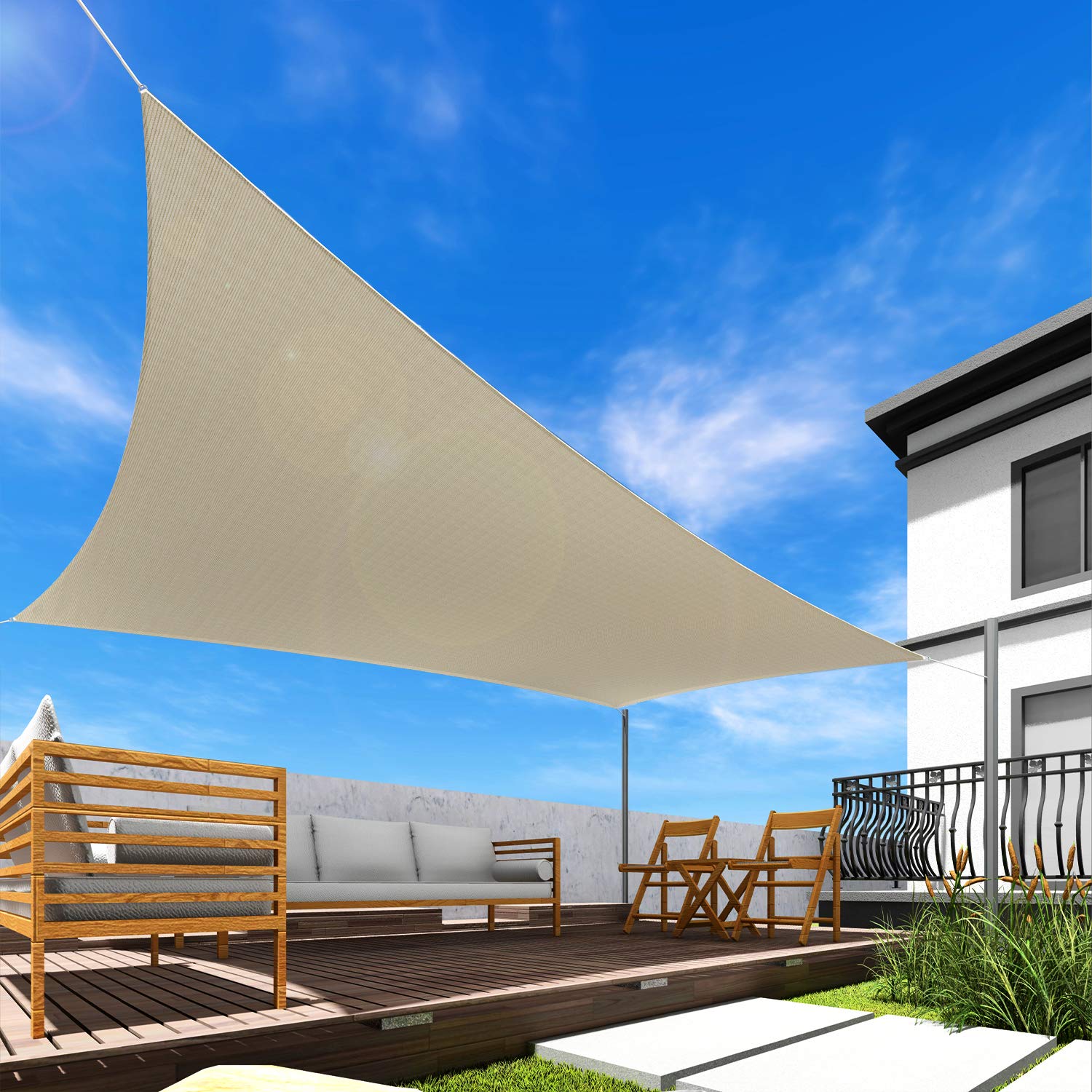 Windscreen4less Beige 2' x 16' Rectangle Sun Shade Sail - UV Blocking Permeable Fabric for Patio, Backyard & Outdoor Spaces | Perfect for Sun Protection, Deck Shading & Garden Relaxation