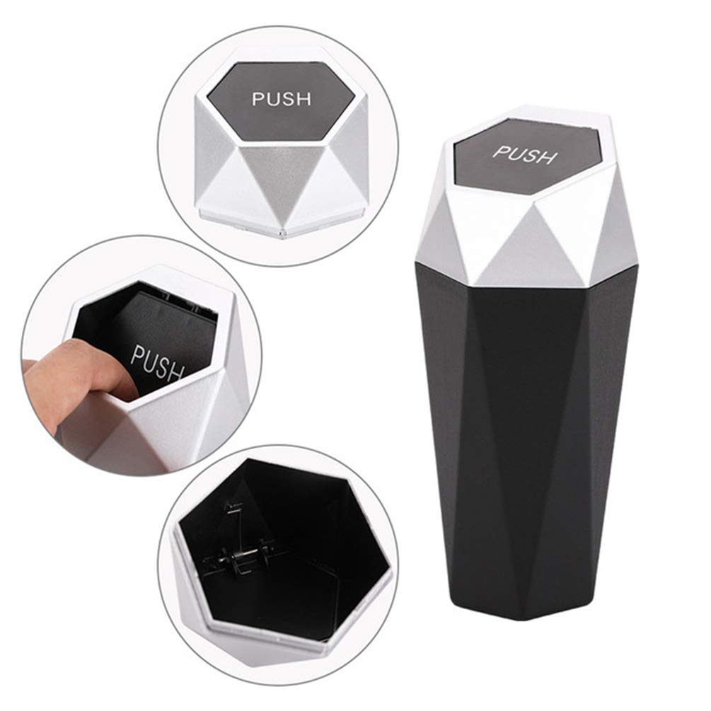 Reeonice Mini Car Trash Can 800ML - Leak Proof Detachable Garbage Bin with Lid for Car Cup Holder & Door - 6