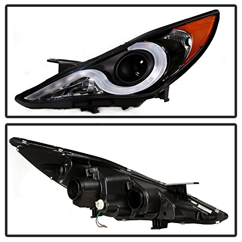 Xtune LED Tube DRL Headlights for 2011-2013 Hyundai Sonata - Black/Clear Lens - High Visibility Daytime Running Lights for Enhanced Safety & Style