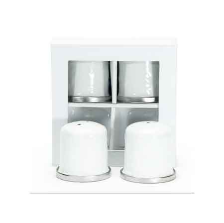 Premium Salt and Pepper Shaker Set - Durable White Enamelware for Kitchen, Dining Table, and Outdoor Picnics