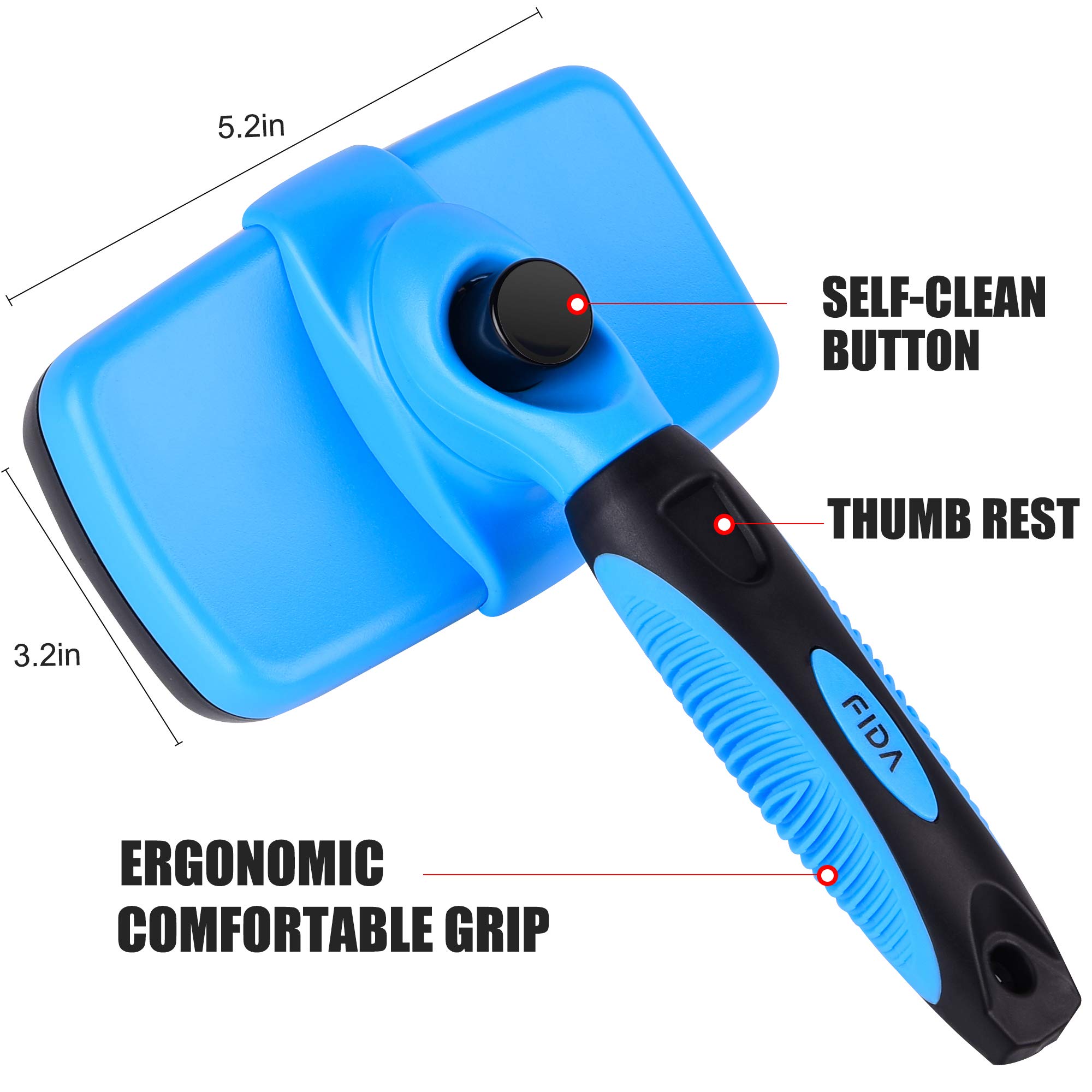 Fida Self Cleaning Slicker Brush for Dogs & Cats - Gentle Ball Tip Pet Grooming Brush for Shedding, Mats & Undercoat - Perfect for Small, Medium & Large Pets with Short to Long Hair - Ideal for Daily Grooming & Coat Maintenance at Home