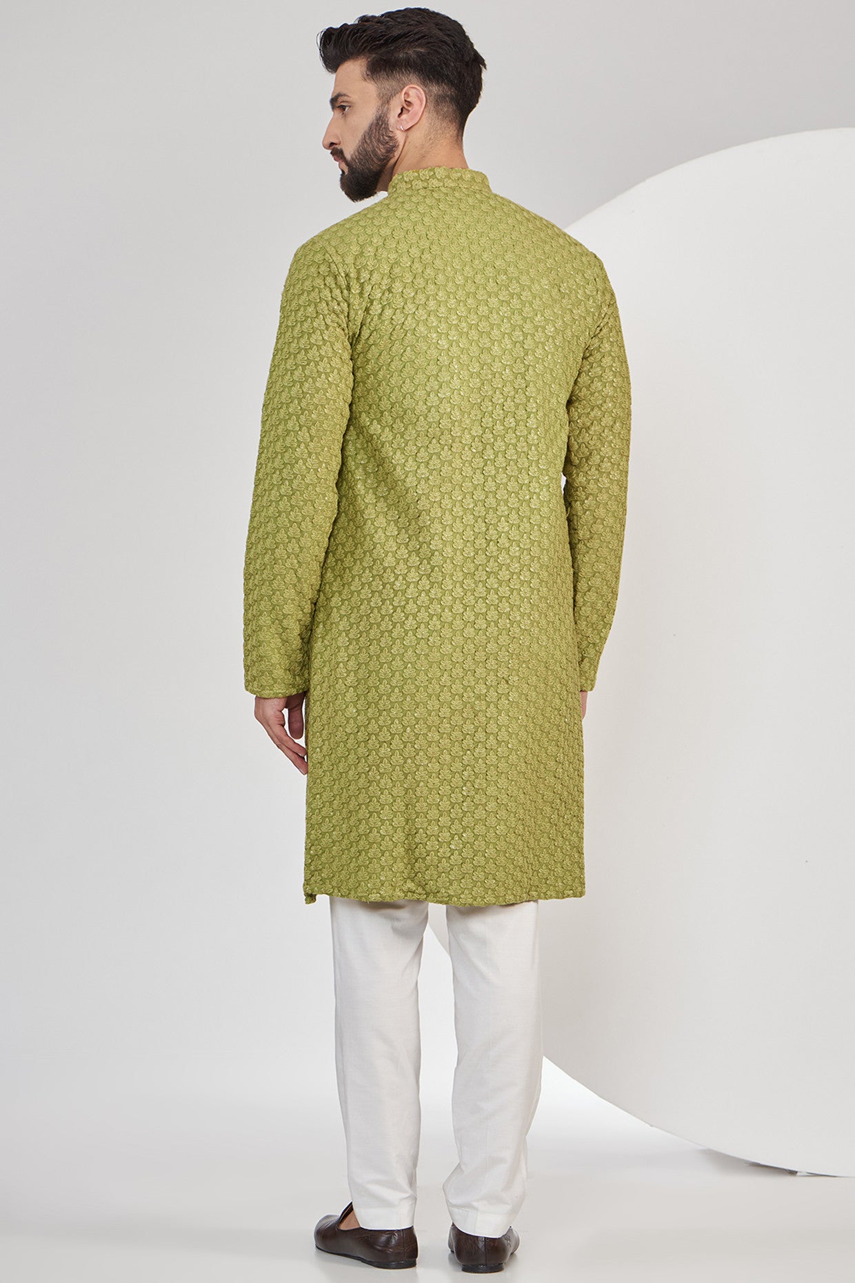 Elegant Mehndi Green Chikankari Kurta - Traditional Indian Embroidered Tunic for Women | Perfect for Festivals, Weddings & Cultural Events