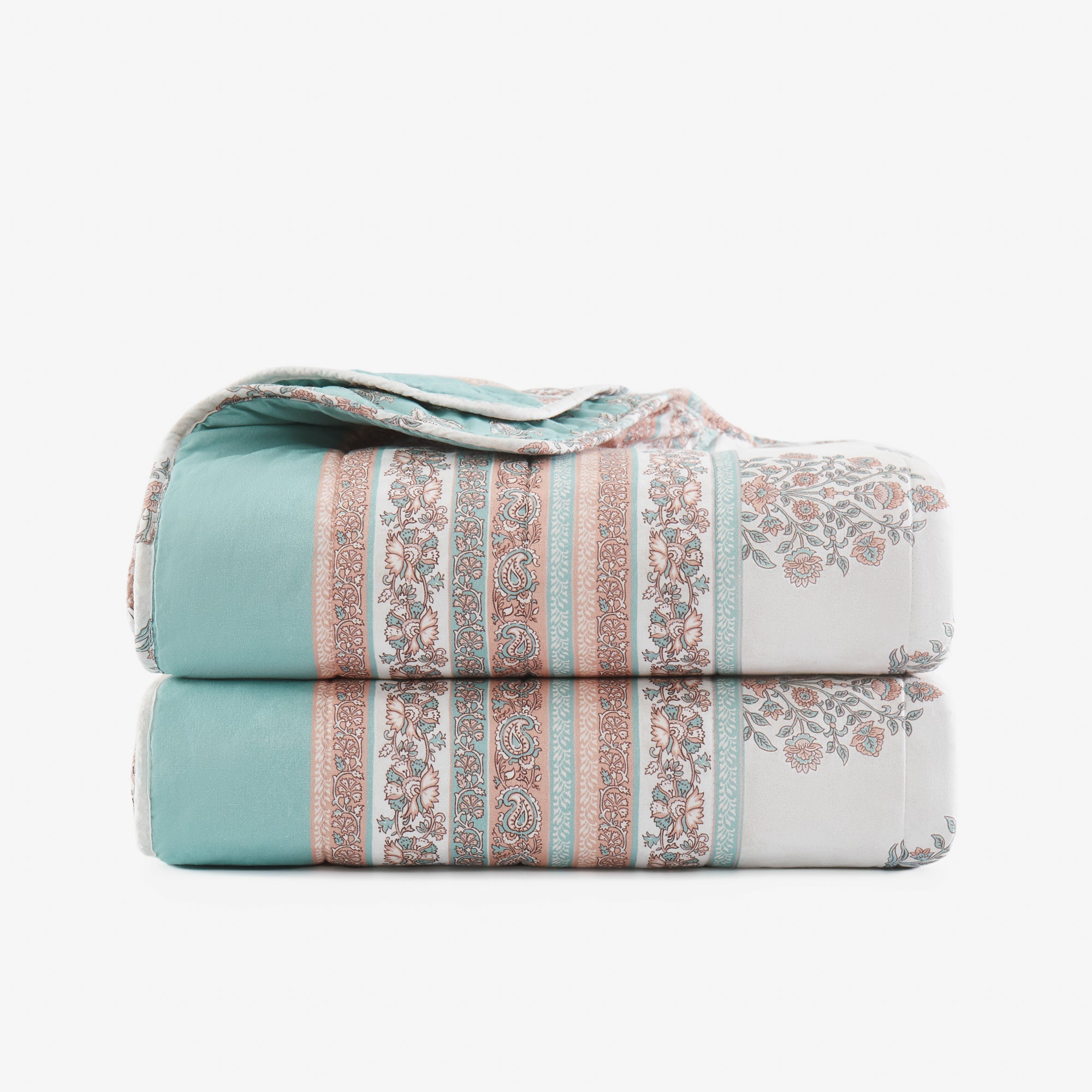 Sofia Flower Block Bouquet Reversible Cotton Throw Blanket - Soft Cozy Blanket for Bed, Couch & Sofa - Perfect for Home Decor, Gifts and Winter Warmth