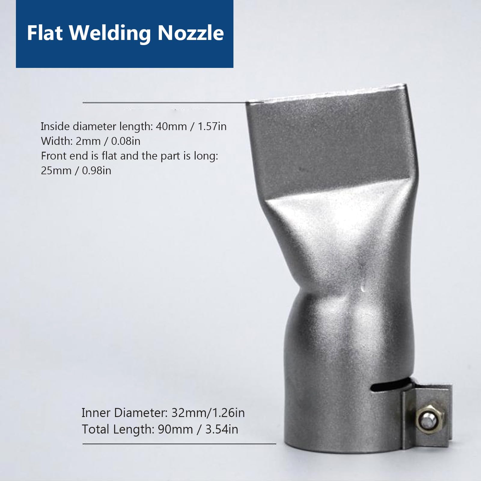 2Pcs 40mm Stainless Steel Flat Wide Mouth Welding Nozzle - Heat Resistant Heat Gun Tip for PP, PVC & Plastic Sheets - Perfect for DIY Repairs, Plastic Welding & Craft Projects