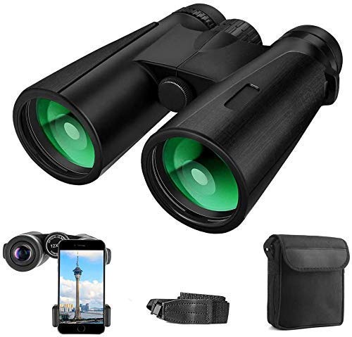 12x42 Compact Binoculars for Adults - BAK4 FMC Lens, Lightweight & Portable with Carrying Bag - Perfect for Bird Watching, Hunting, Travel, Adventure & Concerts - Ideal Gift for Outdoor Enthusiasts