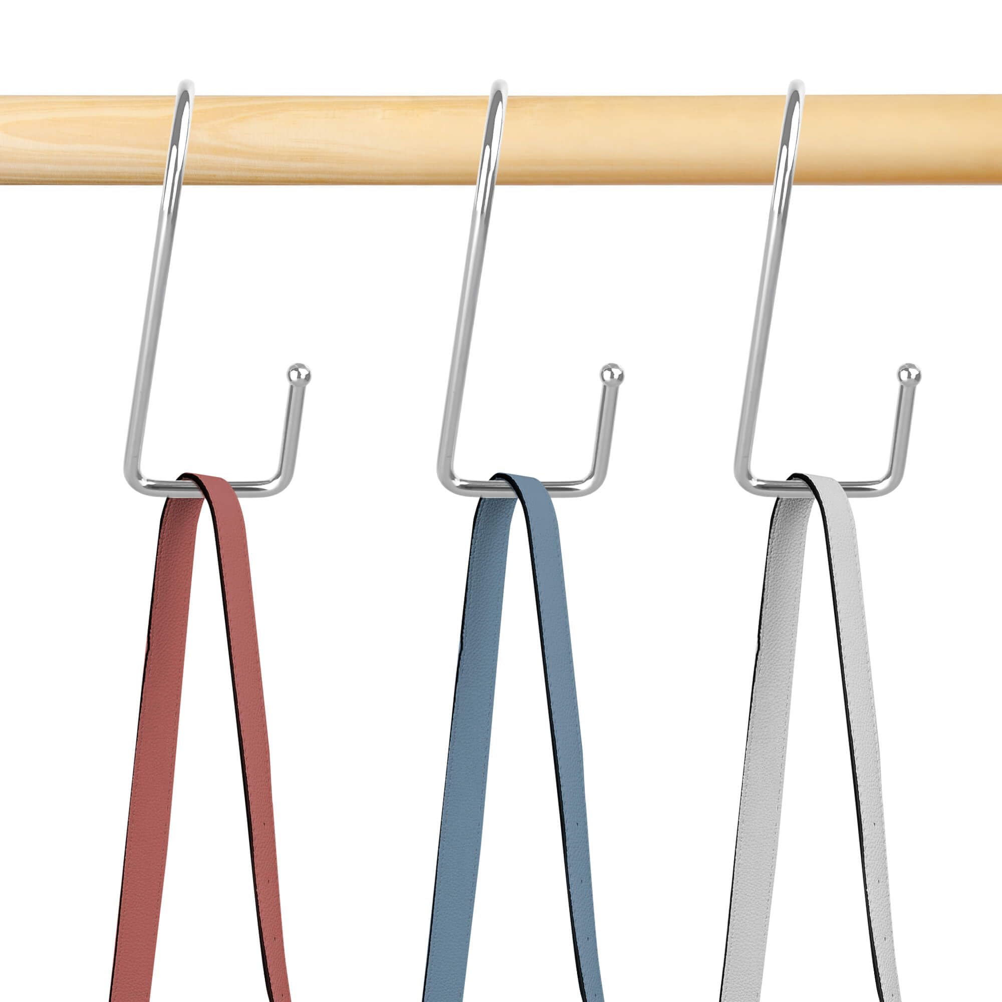 15 Pack Heavy Duty Purse Hangers for Closet - Super Sturdy Bag Hooks for Backpacks, Handbags & Accessories - Space Saving Closet Organizer & Storage Solution (Silver) - Perfect for Bedroom, Dorm, Office & Travel Organization