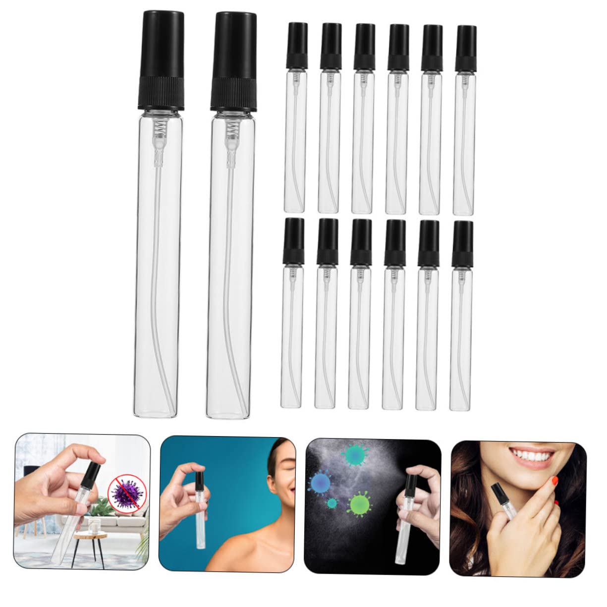 Minkissy 5ML Glass Perfume Bottles with Black Nozzles - 25PCS Empty Refillable Travel Spray Bottles for Perfume, Essential Oils & DIY Liquids | Perfect for Home, Travel & Gift Packaging