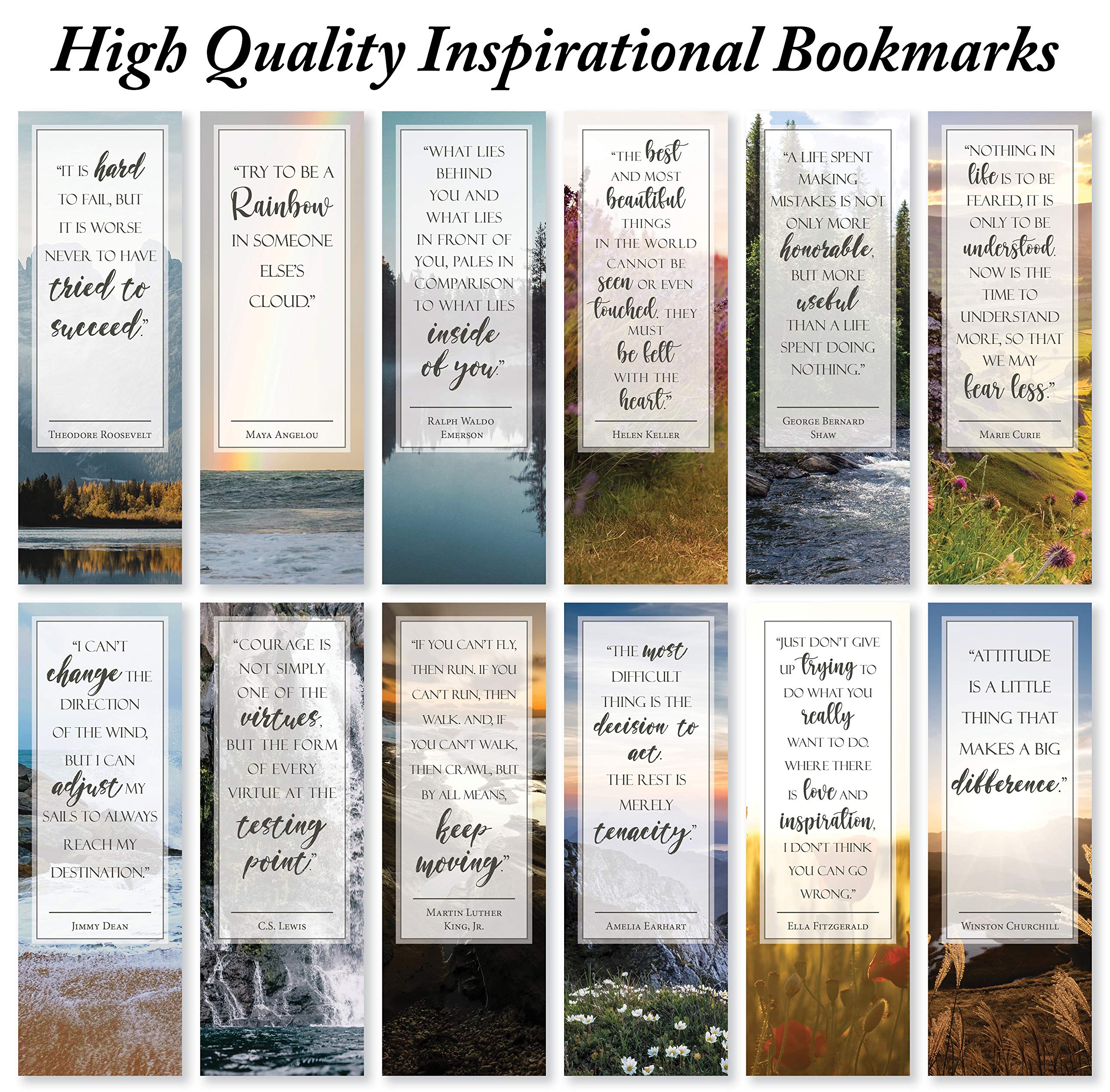 48 Pack Inspirational Nature Bookmarks with Motivational Quotes - Perfect for Book Lovers, Students & Teachers - Ideal for Reading, Gifts & Classroom Rewards